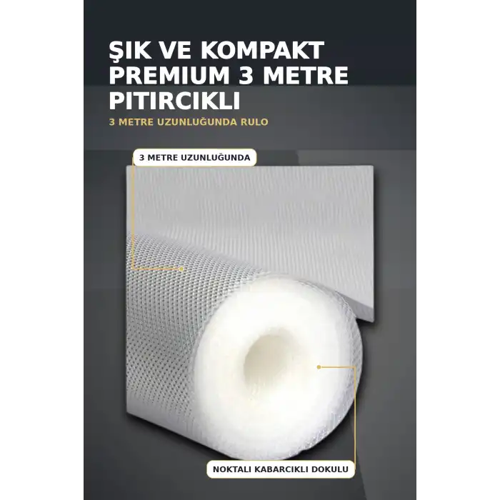 3 Metre Kalın Dokulu Şeffaf Raf Örtüsü, Kabarcıklı Tezgah ve Dolap İçi Koruyucu Mat