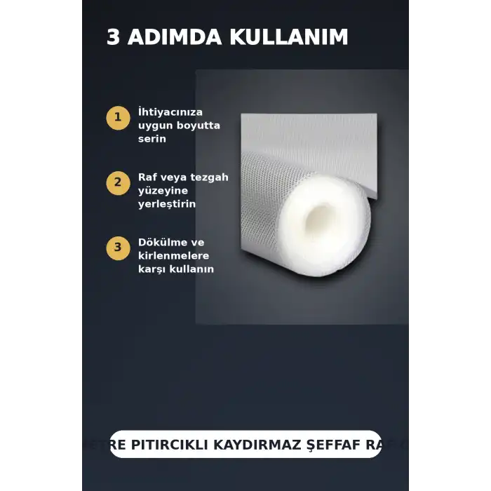 3 Metre Kalın Dokulu Şeffaf Raf Örtüsü, Kabarcıklı Tezgah ve Dolap İçi Koruyucu Mat
