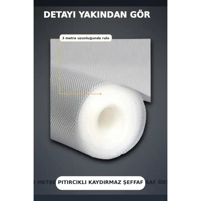 3 Metre Kalın Dokulu Şeffaf Raf Örtüsü, Kabarcıklı Tezgah ve Dolap İçi Koruyucu Mat
