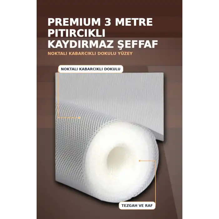 3 Metre Kalın Raf Örtüsü ve Tezgah Koruyucu Mat Şeffaf Kabarcık Dokulu Düzenleyici