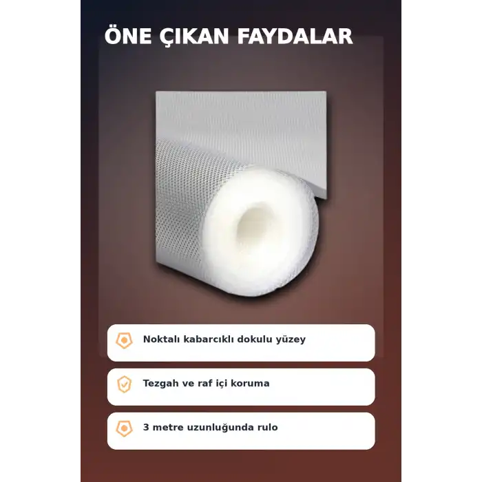 3 Metre Kalın Raf Örtüsü ve Tezgah Koruyucu Mat Şeffaf Kabarcık Dokulu Düzenleyici