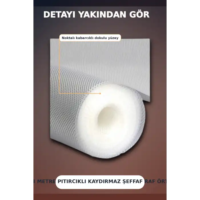 3 Metre Kalın Raf Örtüsü ve Tezgah Koruyucu Mat Şeffaf Kabarcık Dokulu Düzenleyici