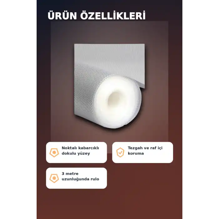 3 Metre Kalın Raf Örtüsü ve Tezgah Koruyucu Mat Şeffaf Kabarcık Dokulu Düzenleyici