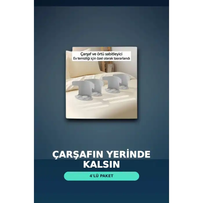 4lü Şeffaf Çarşaf ve Yorgan Sabitleyici – Kaymaz Dişli Tasarım, Ev Temizliği İçin Pratik Çözüm