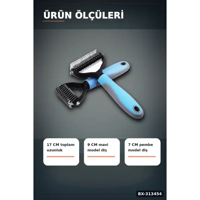 Çift Taraflı Evcil Hayvan Kıtık Açıcı Tarak - 1 Adet, Köpek Kedi Tüy Bakımı BX-313454