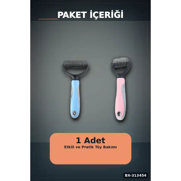 Çift Taraflı Evcil Hayvan Kıtık Açıcı Tarak - 1 Adet, Köpek Kedi Tüy Bakımı BX-313454