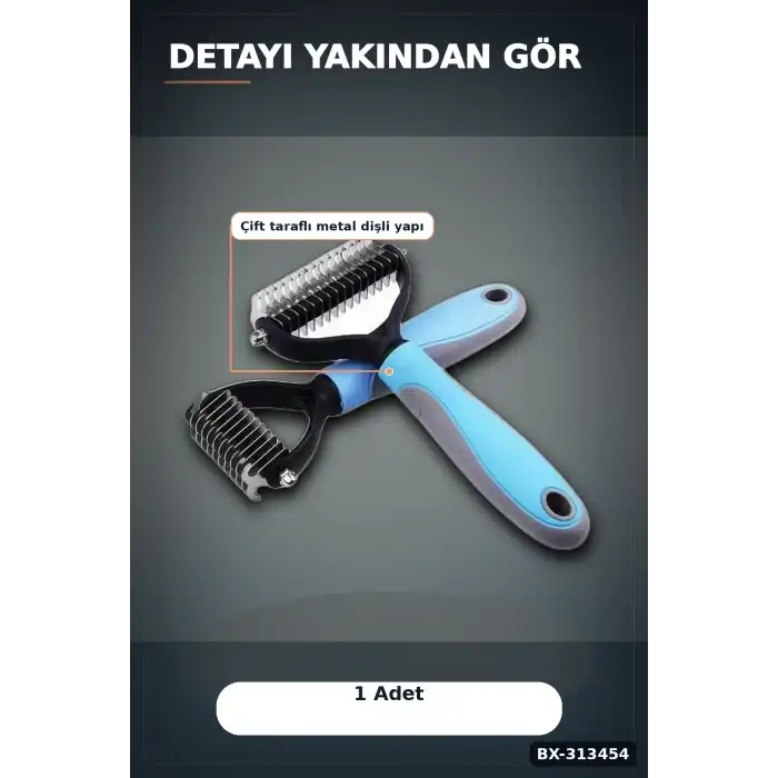 Çift Taraflı Evcil Hayvan Kıtık Açıcı Tarak - 1 Adet, Köpek Kedi Tüy Bakımı BX-313454