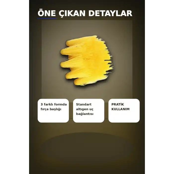 Yuvarlak Kafalı 3 Parça Matkap Temizlik Fırçası Seti Banyo Mutfak Araba Koltuk BX-313450