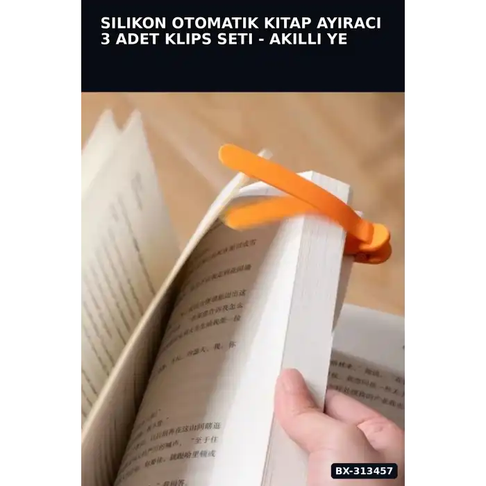 Silikon Otomatik Kitap Ayıracı 3 Adet Klips Seti - Akıllı Yer İmi Okuma Aksesuarı BX-313457