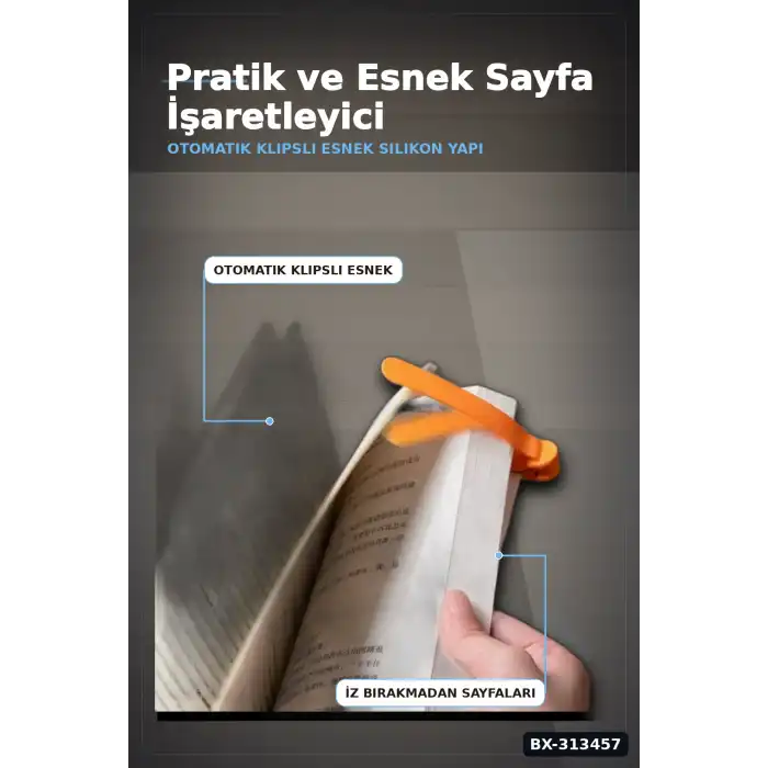 Silikon Otomatik Kitap Ayıracı 3 Adet Klips Seti - Akıllı Yer İmi Okuma Aksesuarı BX-313457