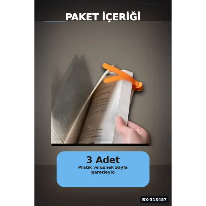 Silikon Otomatik Kitap Ayıracı 3 Adet Klips Seti - Akıllı Yer İmi Okuma Aksesuarı BX-313457