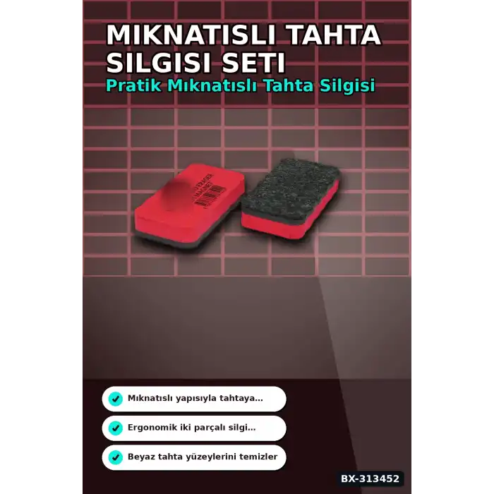 Renkli Eva Sünger Tutacaklı 40 Adet Mıknatıslı Tahta Silgisi - Sınıf Kullanımına Uygun BX-313452