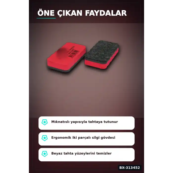 Renkli Eva Sünger Tutacaklı 40 Adet Mıknatıslı Tahta Silgisi - Sınıf Kullanımına Uygun BX-313452