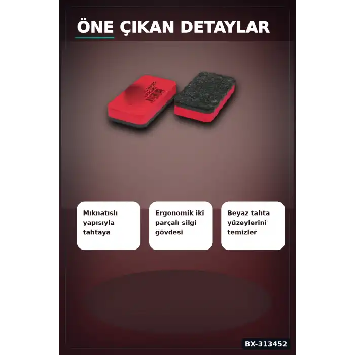 Renkli Eva Sünger Tutacaklı 40 Adet Mıknatıslı Tahta Silgisi - Sınıf Kullanımına Uygun BX-313452
