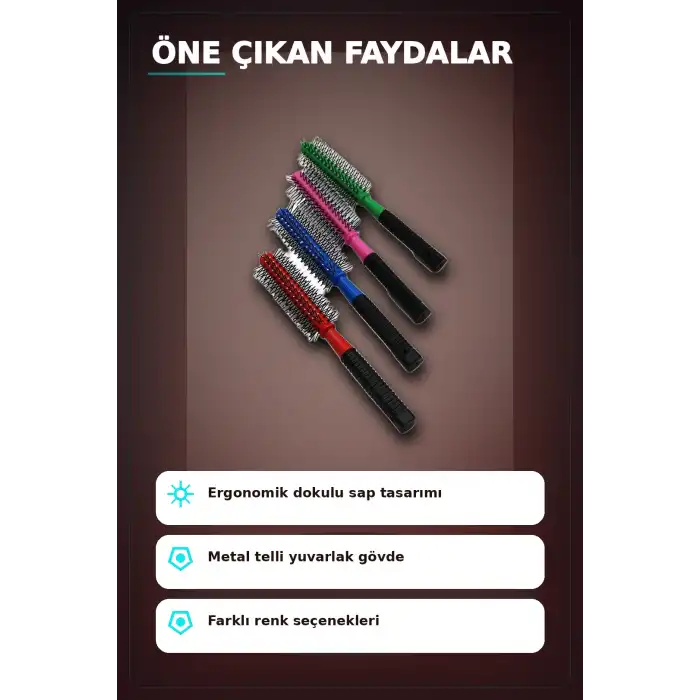 Renkli Plastik Saç Fırçası 23 cm - Ergonomik Saplı 1 Adet Günlük Kullanım BX-313447