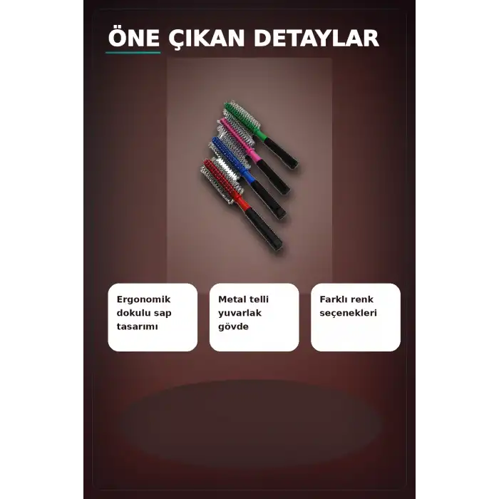 Renkli Plastik Saç Fırçası 23 cm - Ergonomik Saplı 1 Adet Günlük Kullanım BX-313447