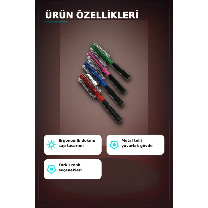 Renkli Plastik Saç Fırçası 23 cm - Ergonomik Saplı 1 Adet Günlük Kullanım BX-313447