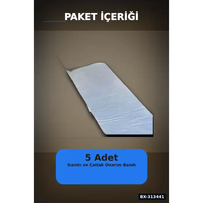 Kare Desenli Gümüş Metalik 10cmx5m Yapışkan Bant 5li Paket Çatı Duvar Boru Onarım BX-313441