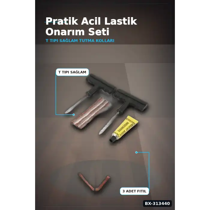 6 Parçalı Patlak Lastik Tamir Kiti Araba Motosiklet Bisiklet Onarım Seti BX-313440