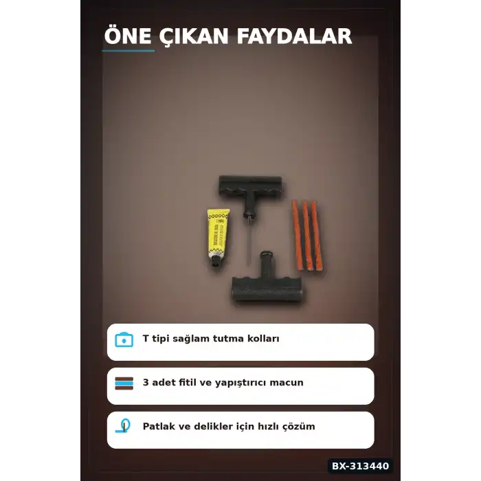 6 Parçalı Patlak Lastik Tamir Kiti Araba Motosiklet Bisiklet Onarım Seti BX-313440