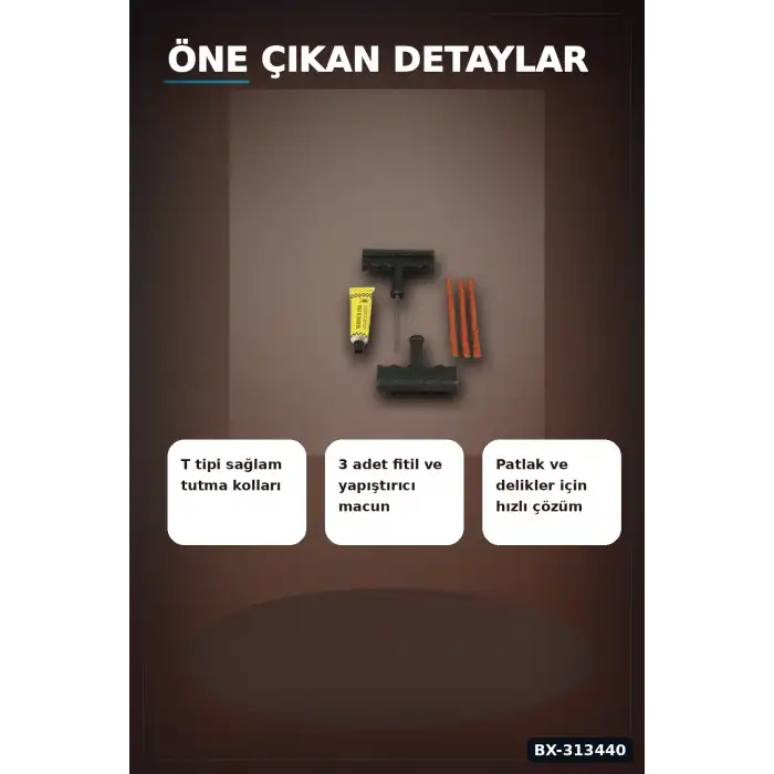6 Parçalı Patlak Lastik Tamir Kiti Araba Motosiklet Bisiklet Onarım Seti BX-313440