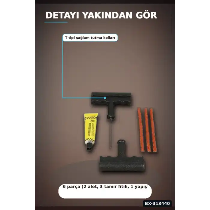 6 Parçalı Patlak Lastik Tamir Kiti Araba Motosiklet Bisiklet Onarım Seti BX-313440