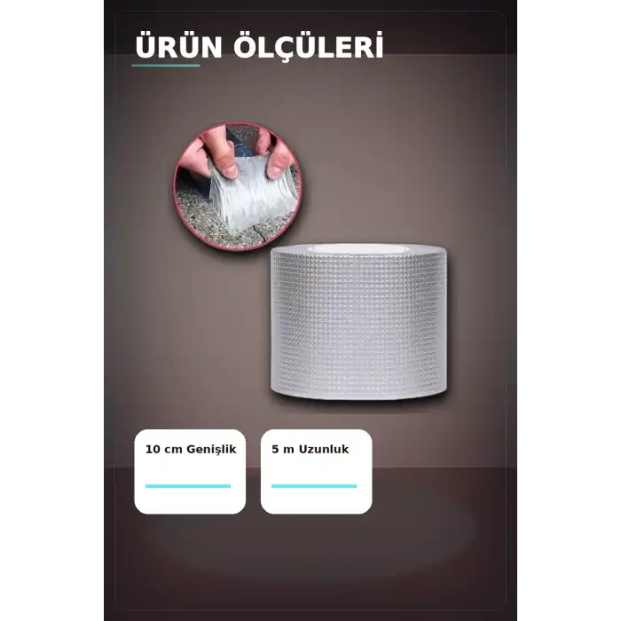 10 cm Genişlik 5 Metre Alüminyum Folyo Kauçuk Sızdırmazlık Bandı - Çatı Boru Duvar Onarım BX-313438