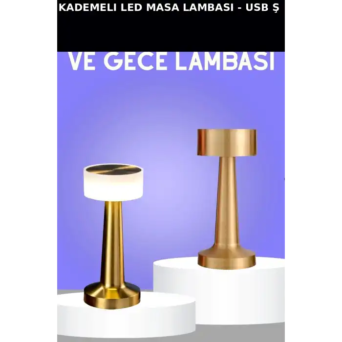 Dokunmatik Metal Gövdeli 3 Kademeli LED Masa Lambası - USB Şarjlı Tekli Paket BX-313301