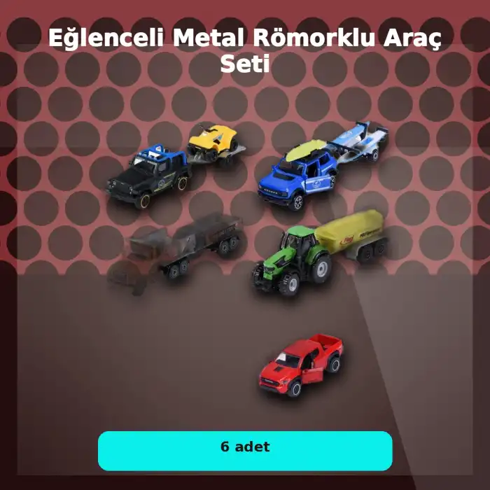 Metal Şasi Römorklu Araç Oyuncak Seti - Çekici ve Traktör Modelleri (1 Adet Rastgele Model)