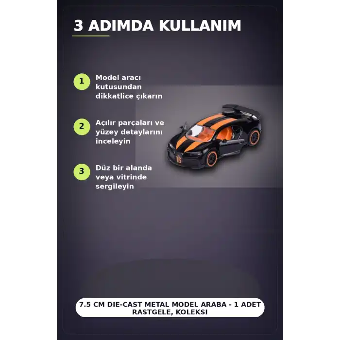 Die-Cast Metal 7.5 cm 1 Adet Rastgele Yarış Arabası - Koleksiyon Kartlı Lisanslı Model BX-313315