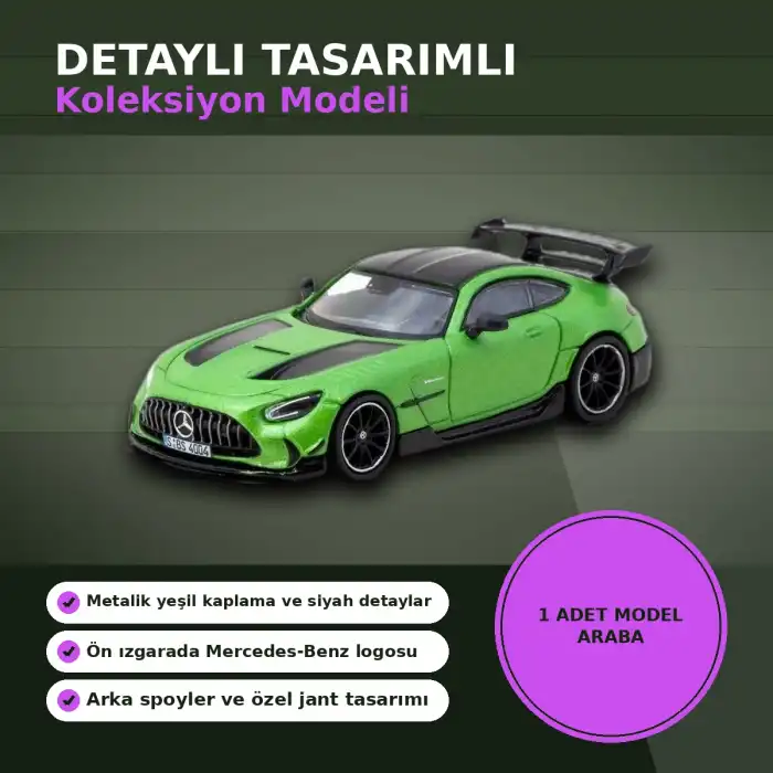 Eco Lounge 1/64 Ölçekli Mercedes-Benz AMG GT Black Series Yeşil Model Araba