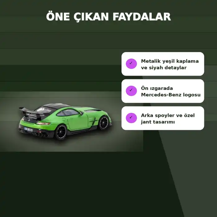 Eco Lounge 1/64 Ölçekli Mercedes-Benz AMG GT Black Series Yeşil Model Araba