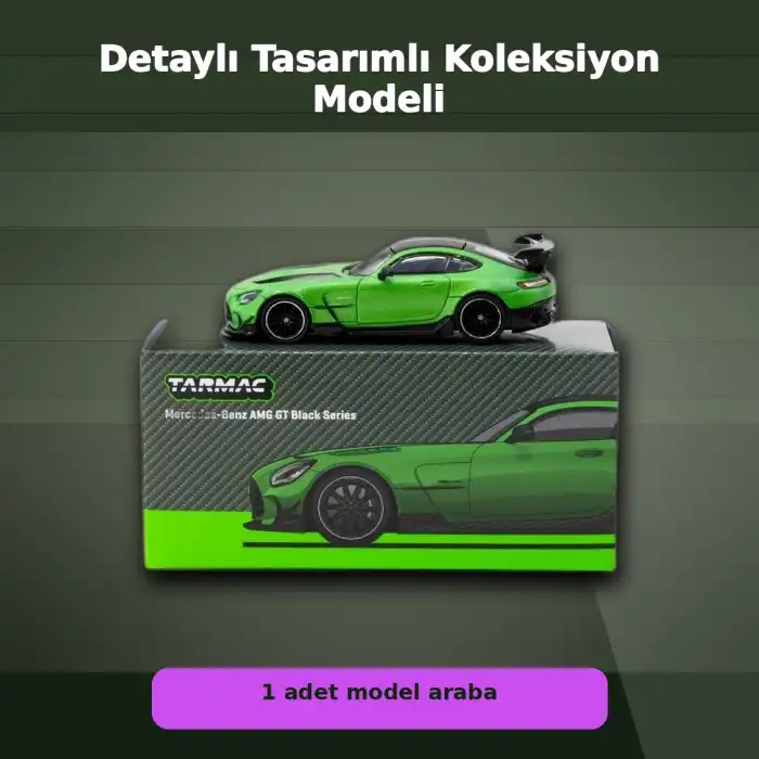 Eco Lounge 1/64 Ölçekli Mercedes-Benz AMG GT Black Series Yeşil Model Araba