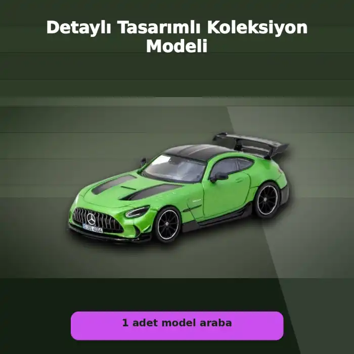 Eco Lounge 1/64 Ölçekli Mercedes-Benz AMG GT Black Series Yeşil Model Araba