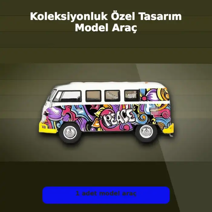 1/64 Ölçekli Volkswagen T1 Minibüs Diecast Model Araba - Koleksiyonluk Mizu Design