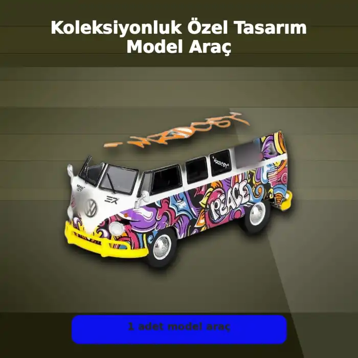 1/64 Ölçekli Volkswagen T1 Minibüs Diecast Model Araba - Koleksiyonluk Mizu Design
