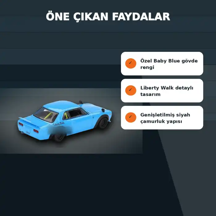1/64 Ölçekli Baby Blue Nissan LB Works HAKOSUKA Diecast Koleksiyon Model Araba