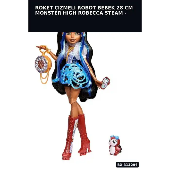 Roket Çizmeli Robot Bebek 28 cm Monster High Robecca Steam - 7 Aksesuarlı Koleksiyon Seti BX-313294