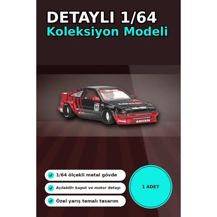 KaidoHouse 1/64 Ölçekli Toyota AE86 Sprinter Trueno Diecast Model Araba ADVAN Lastik BX-313325