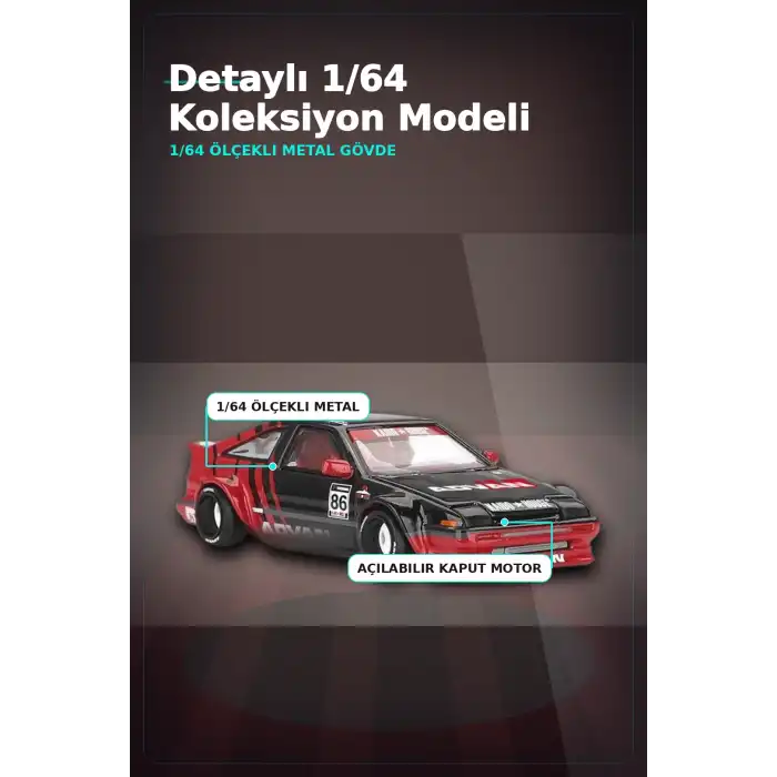 KaidoHouse 1/64 Ölçekli Toyota AE86 Sprinter Trueno Diecast Model Araba ADVAN Lastik BX-313325