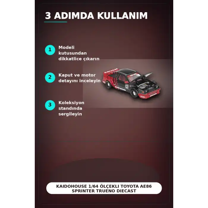 KaidoHouse 1/64 Ölçekli Toyota AE86 Sprinter Trueno Diecast Model Araba ADVAN Lastik BX-313325