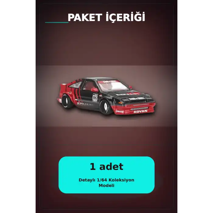 KaidoHouse 1/64 Ölçekli Toyota AE86 Sprinter Trueno Diecast Model Araba ADVAN Lastik BX-313325