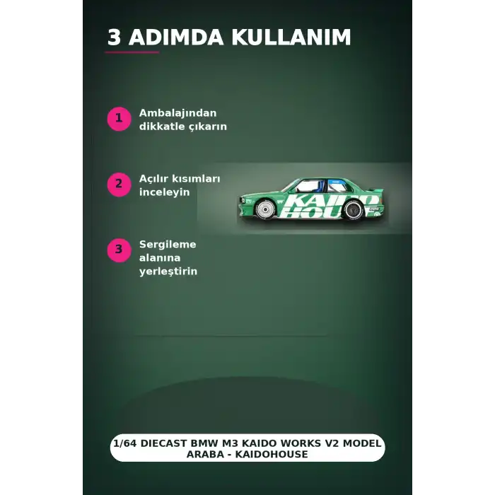 1/64 Diecast BMW M3 Kaido Works V2 Model Araba - KaidoHouse Koleksiyon Serisi, Tekli Paket BX-313326