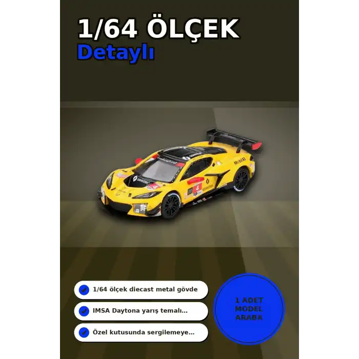 Diecast 1/64 Ölçek Chevrolet Corvette Z06 GT3.R #4 Daytona 24 Saat Yarış Arabası Modeli BX-313327