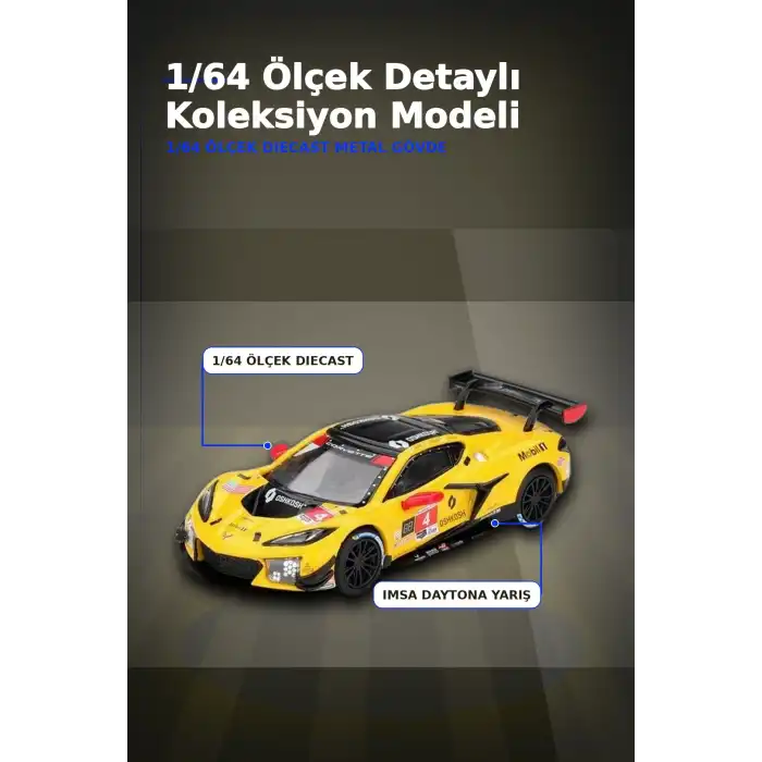 Diecast 1/64 Ölçek Chevrolet Corvette Z06 GT3.R #4 Daytona 24 Saat Yarış Arabası Modeli BX-313327