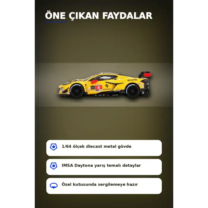 Diecast 1/64 Ölçek Chevrolet Corvette Z06 GT3.R #4 Daytona 24 Saat Yarış Arabası Modeli BX-313327