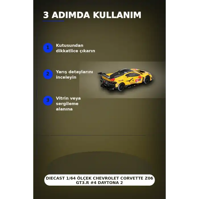 Diecast 1/64 Ölçek Chevrolet Corvette Z06 GT3.R #4 Daytona 24 Saat Yarış Arabası Modeli BX-313327