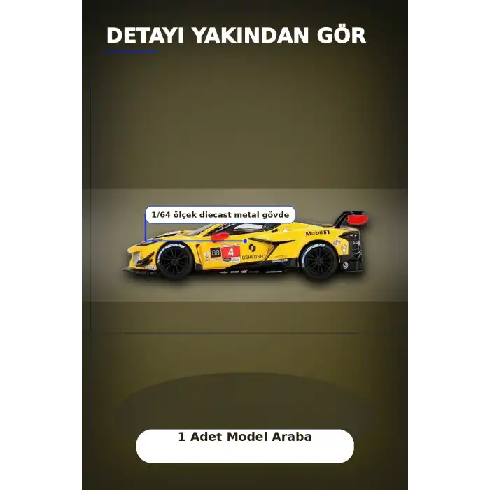 Diecast 1/64 Ölçek Chevrolet Corvette Z06 GT3.R #4 Daytona 24 Saat Yarış Arabası Modeli BX-313327