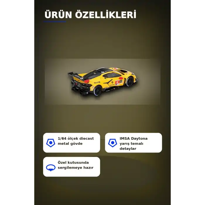Diecast 1/64 Ölçek Chevrolet Corvette Z06 GT3.R #4 Daytona 24 Saat Yarış Arabası Modeli BX-313327