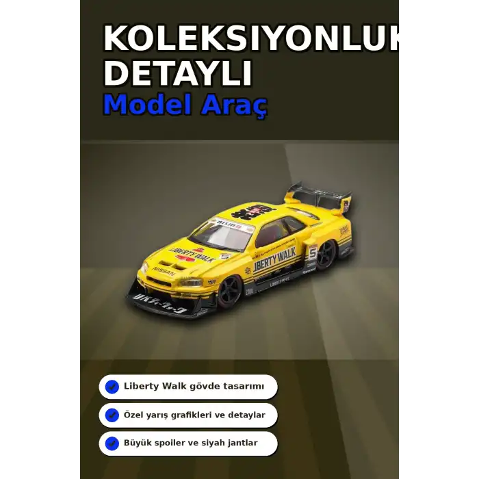 Sarı 1/64 Ölçek LB-ER34 Nissan Skyline Super Silhouette Diecast Model Araba BX-313332